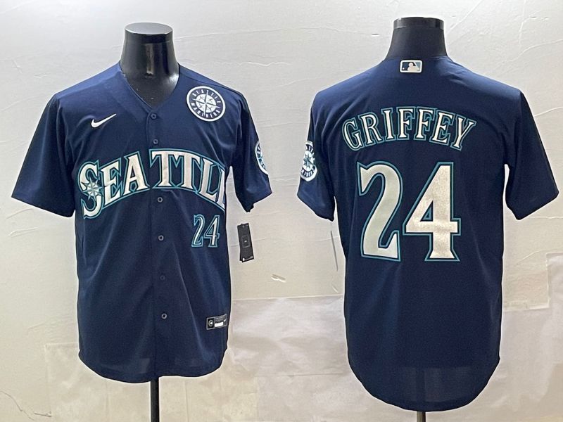 Men Seattle Mariners #24 Griffey Drak Blue Game 2025 Nike MLB Jersey style 2->seattle mariners->MLB Jersey